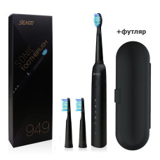 Звукова зубна щітка Seago SG-949 Black 3 насадки + футляр