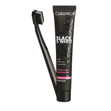 Зубна паста та зубна щітка Curaprox Black is White зі смаком лимона Чорна