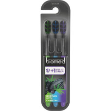 Набір зубних щіток Biomed Black з деревним вугіллям середня 3 шт