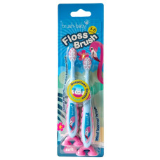 Дитяча зубна щітка Brush Baby Flossbrush від 3 до 6 років Фламінго 2 шт