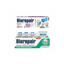 Комплект Biorepair дитяча зубна паста Веселе мишеня Виноград 50 мл + зубна паста Абсолютний захист та відновлення 75 мл