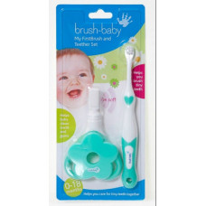 Зубна щітка Brush-Baby FirstBrush + гризунок My First Teether від 0 до 18 місяців