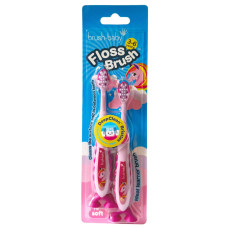 Дитяча зубна щітка Brush Baby FlossBrush від 3 до 6 років Єдиноріг 2 шт