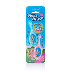 Набір дитячих зубних щіток Brush Baby Flossbrush до 3 років рожева і зелена 2 шт