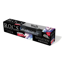 Зубна паста ROCS Сенсаційне відбілювання + зубна щітка ROCS Black Edition