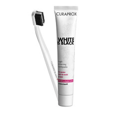 Зубна паста та зубна щітка Curaprox White is Black зі смаком м'яти Біла